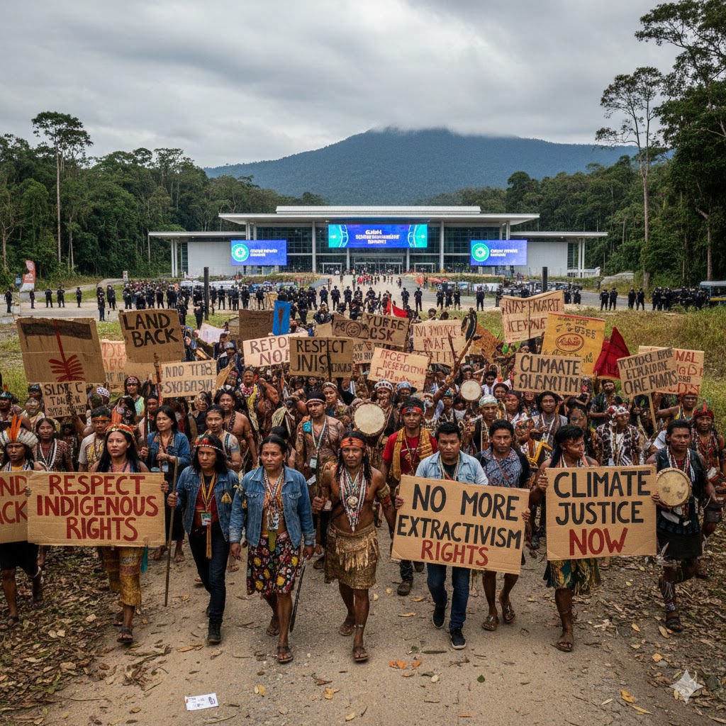 Tribals protest against the summit